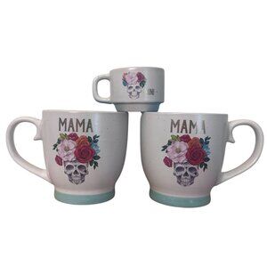 Mama & Mini Skull Floral Ceramic Mug Set